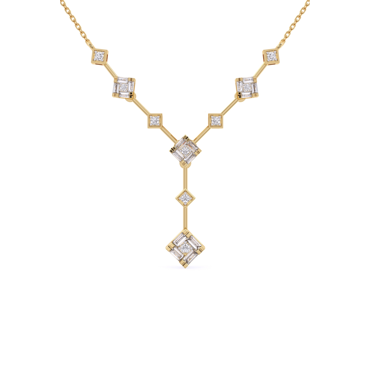 Stylish Two layer Lab Grown Diamond Charm Necklace
